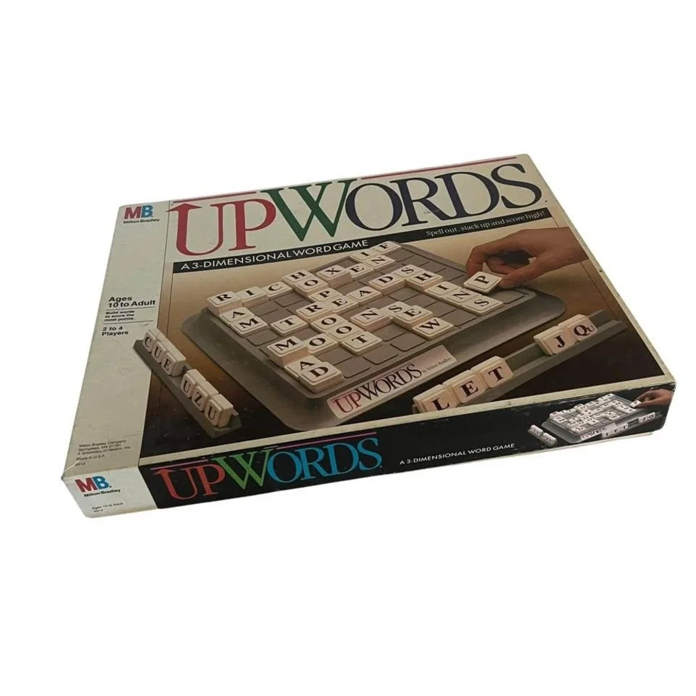 Upwords Board Game Milton Bradley Vintage COLLECTIBLE 1988 Complete 8x8 GRID
